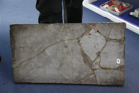 A Chinese stone tomb relief, probably Han dynasty, 1st-2nd century A.D. 47.5cm x 88cm, repaired